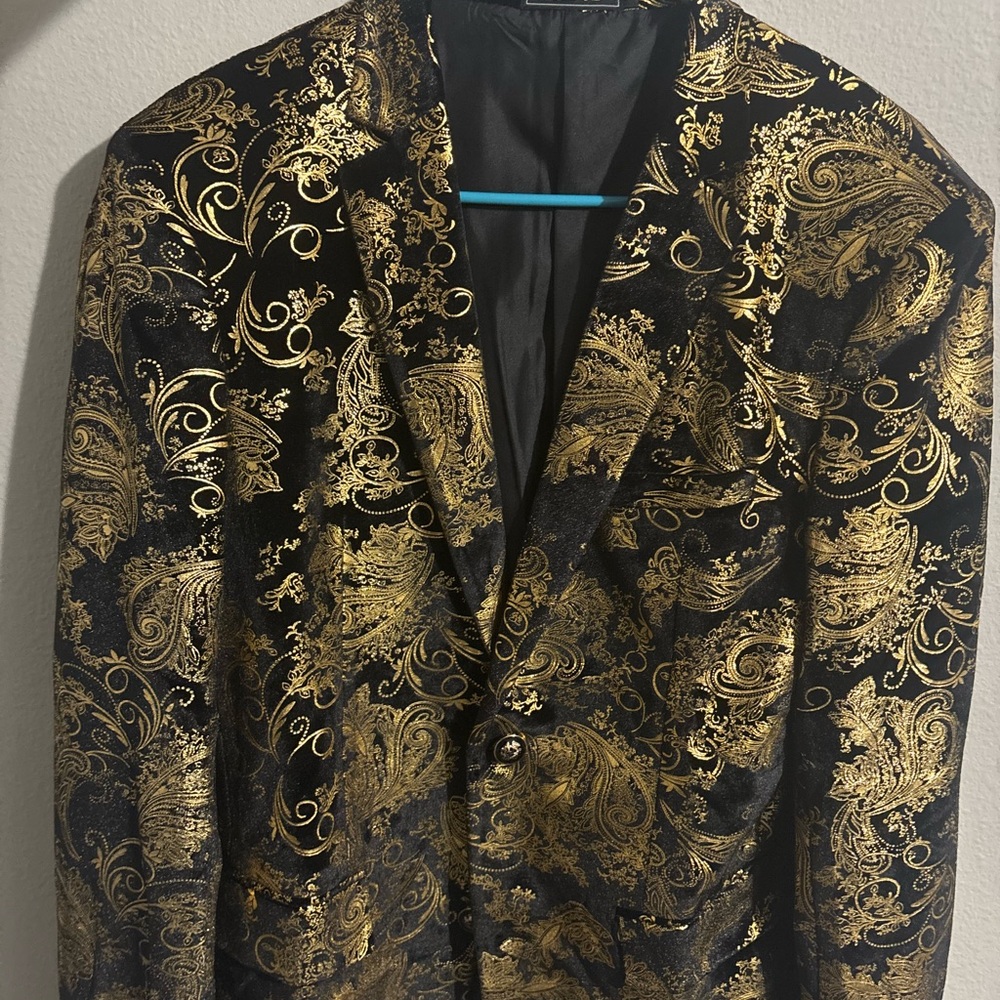 Luxurious Black and Gold Paisley Blazer